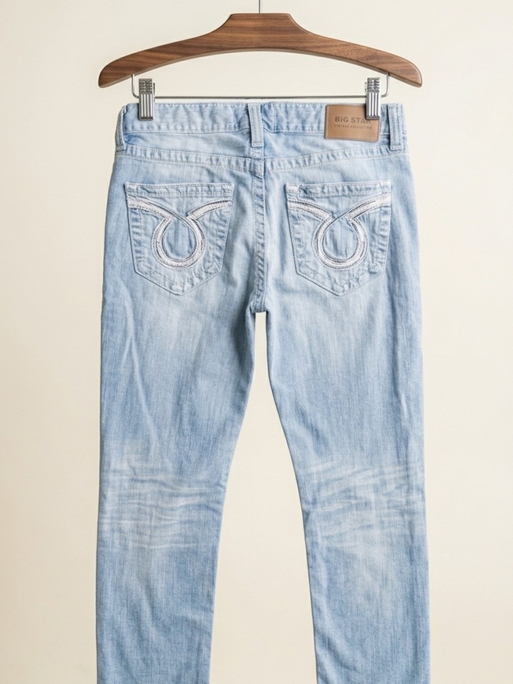 Big Star Light Blue Distressed Straight-Leg Jeans | 34S